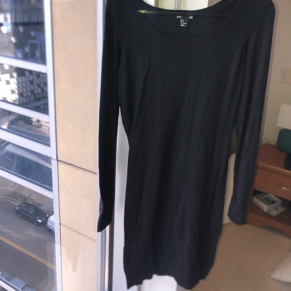 Black crew neck sweater dress h&m